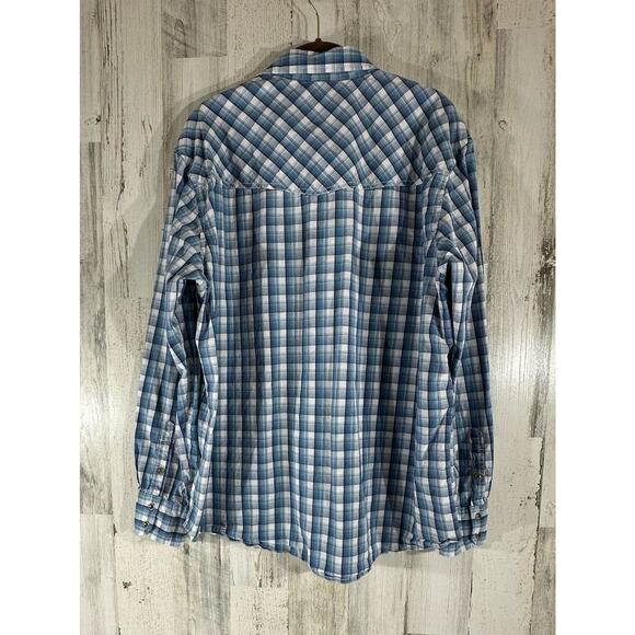 Wrangler Mens 20X Competition Advanced Comfort Size XL Blue Plaid Pearl Snap - Picture 2 of 8